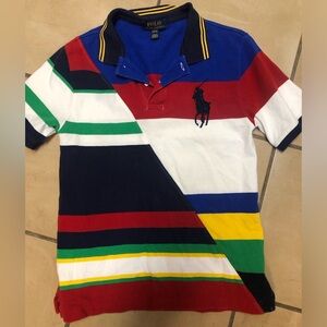 Boys 10/12 Polo Ralph Lauren shirt big pony embroidered collar polo color block